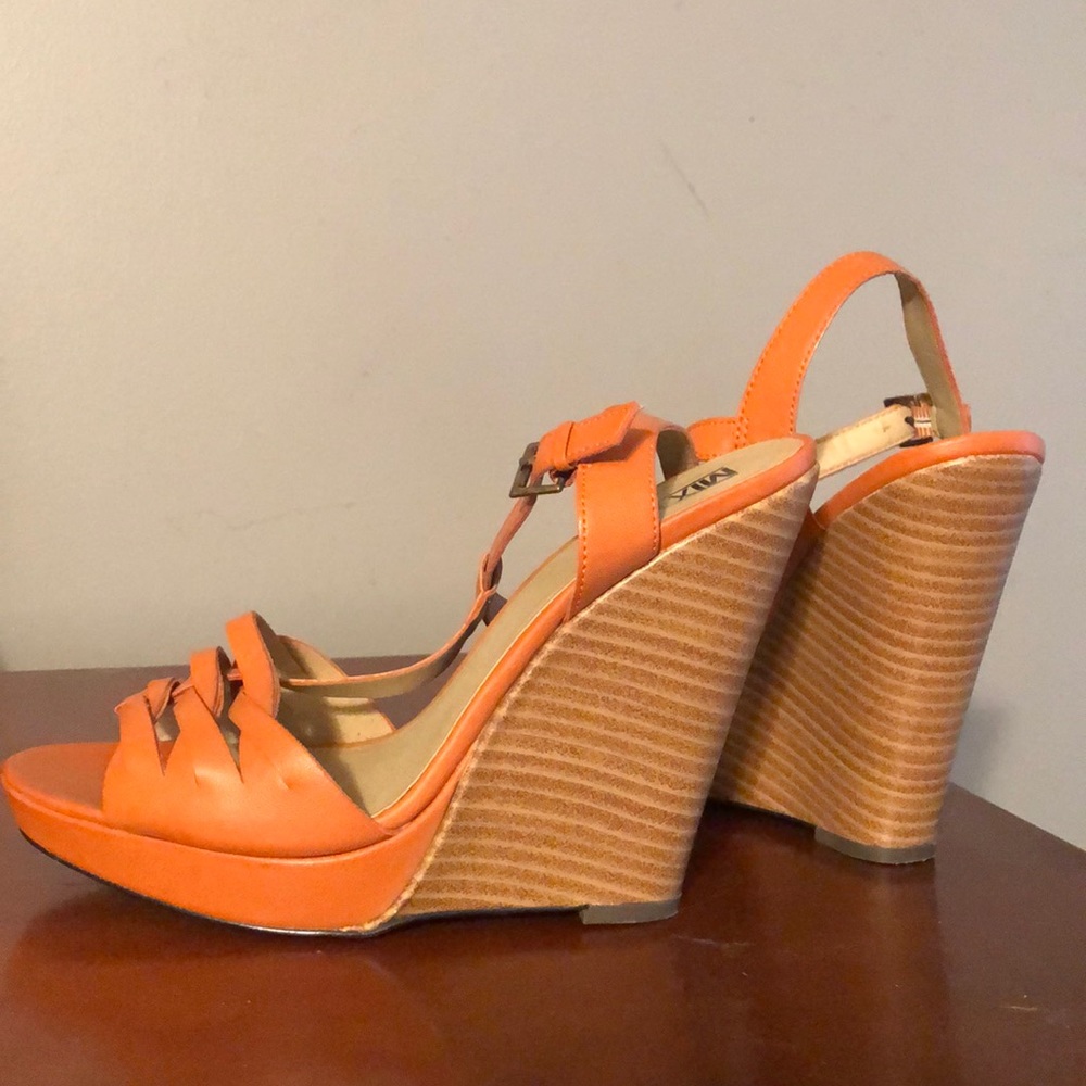Orange wedge heeled sandals